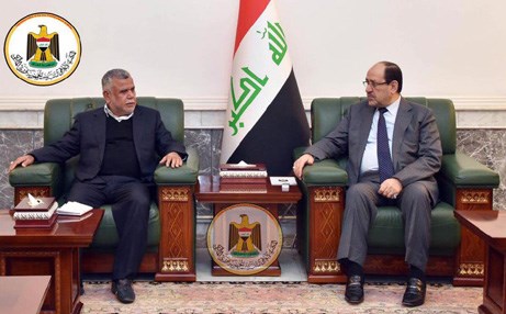 المالكي والعامري يبحثان سبل دعم الحشد الشعبي
